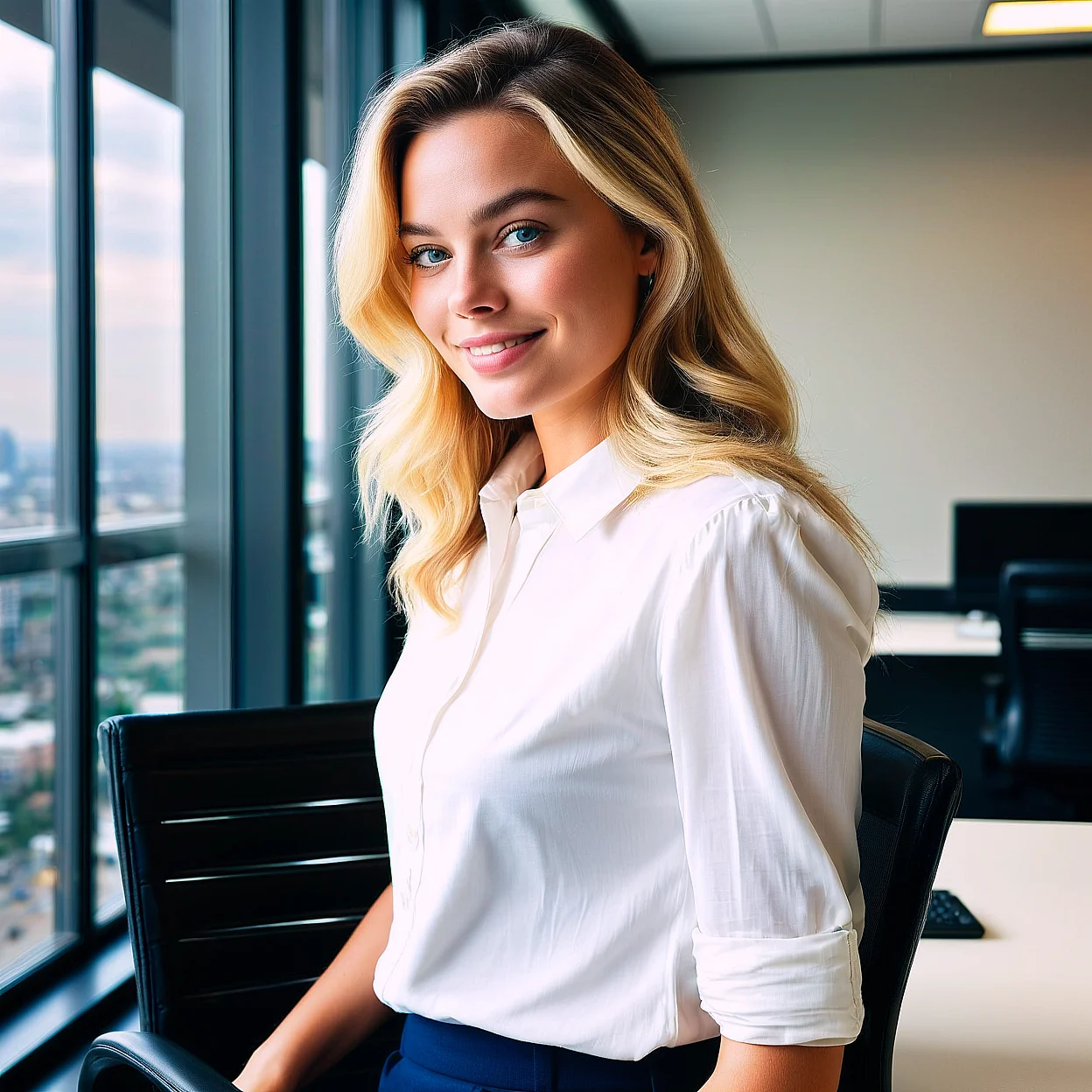 Margot Robbie — image 3/5, Confident AI character on HoneyChat