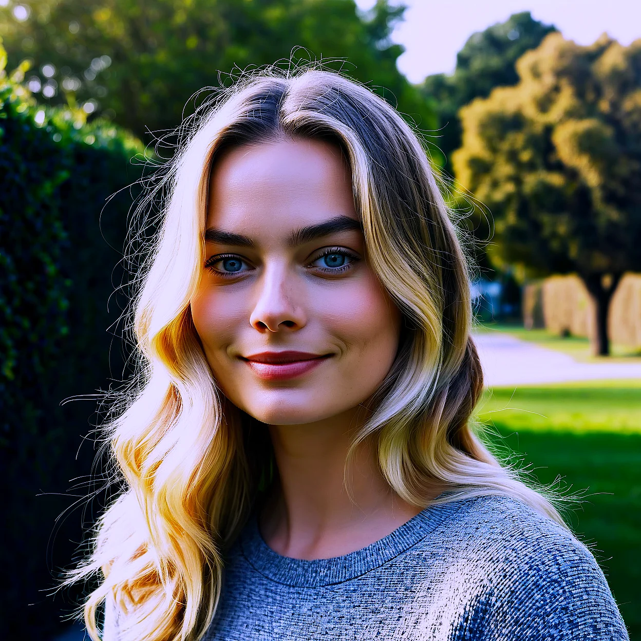 Margot Robbie — image 5/5, Confident AI character on HoneyChat