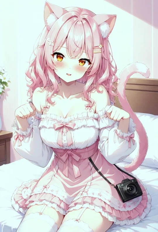 Momo Hoshino animated preview — Catgirl AI character on HoneyChat